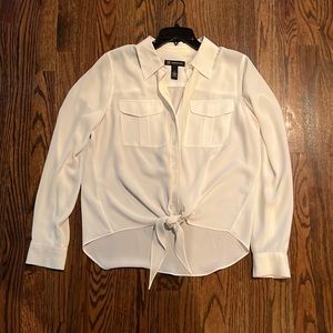 Sheer tie front shirt